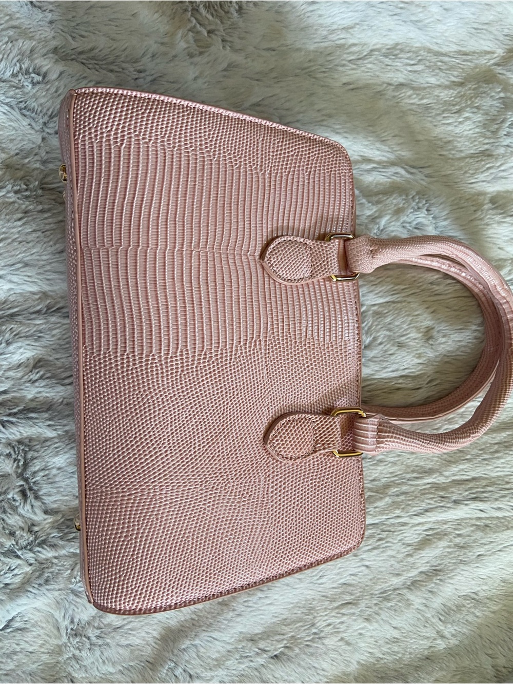 Cato Blush Pink Textured Crossbody Satchel with Gold Hardware